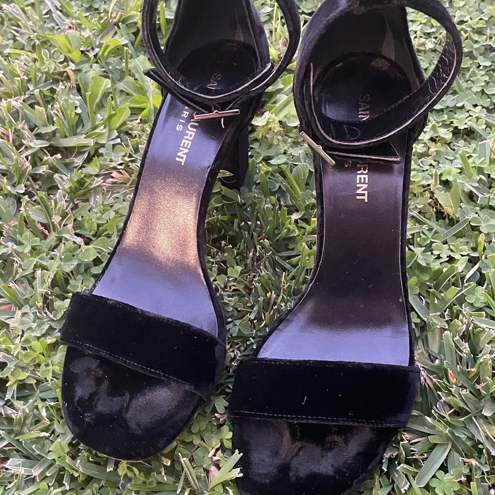 Saint Laurent Black Ankle strap heels